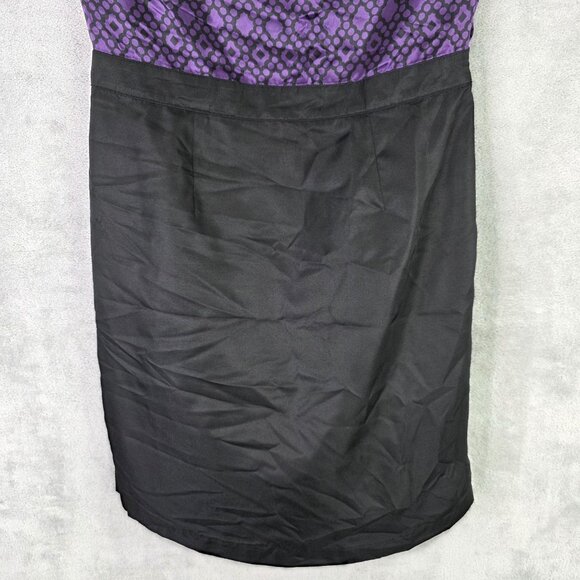 Womens Banana Republic Purple & Black Sleeveless Dress V Neck Polyester Size 4 - Picture 4 of 12